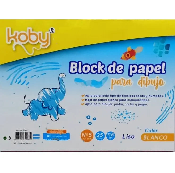 BLOCK DIBUJO N5 BLANCO KOBY