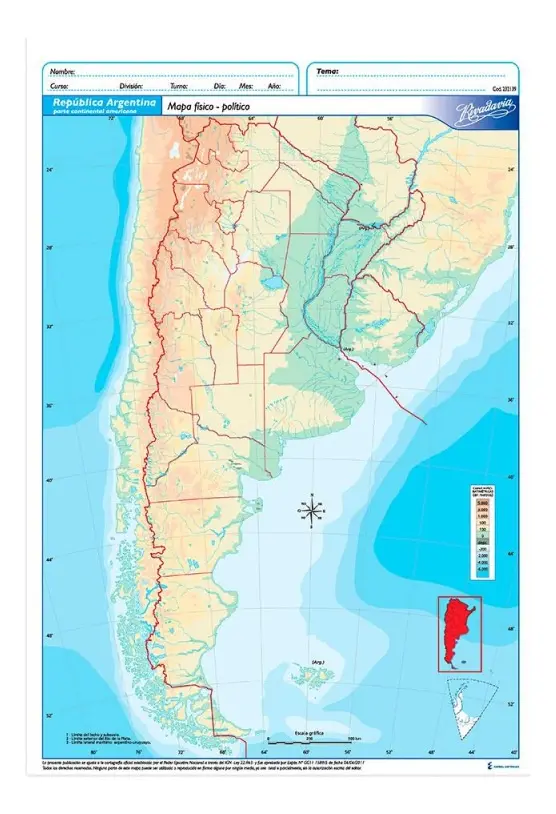 MAPA N6 FISICO POLITICO ARGENTINA