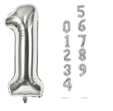 [GNP16B] GLOBOS 16" NUMEROS BALLON PLATA 40 CM